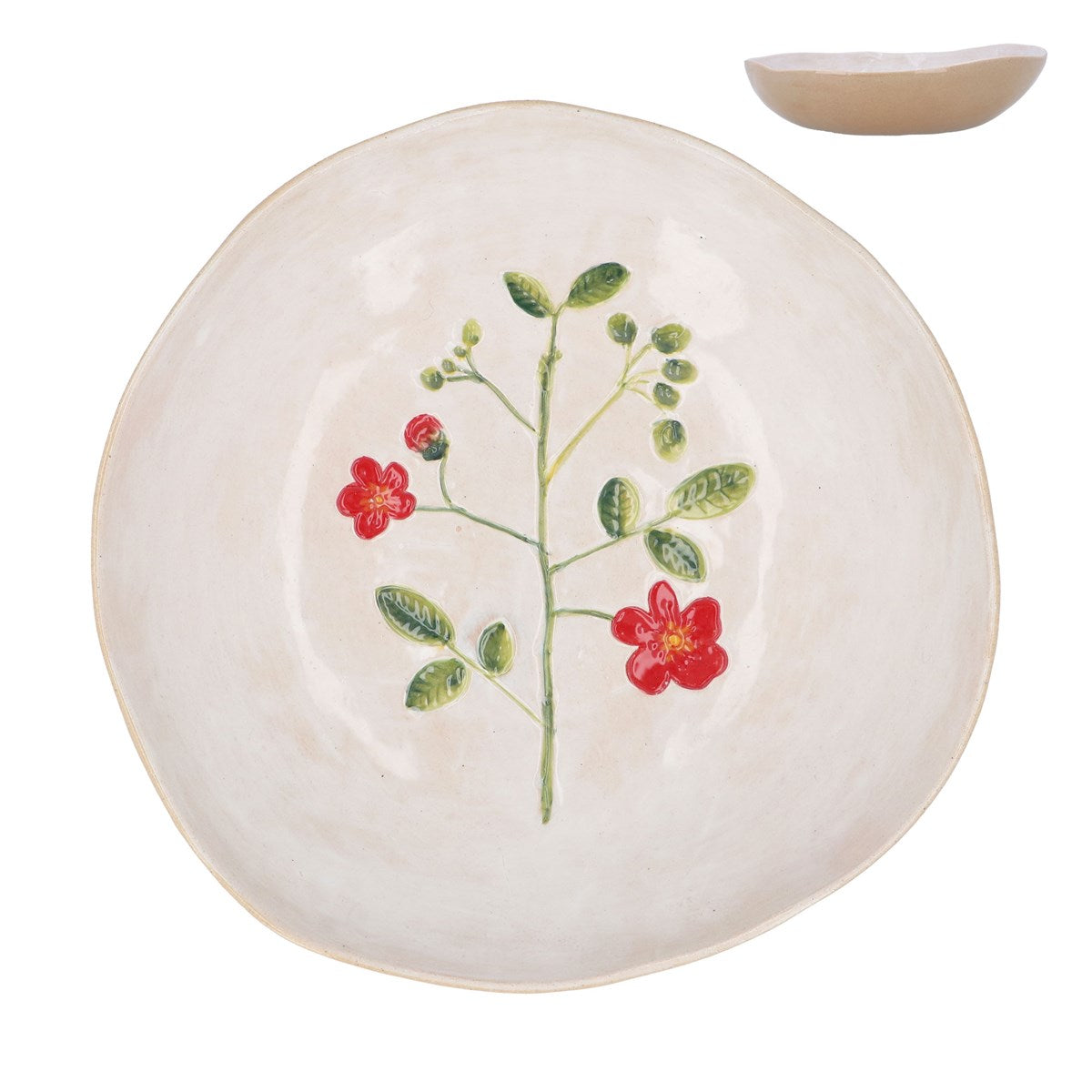 Stoneware Pasta Bowl|Meadow/Red Flower