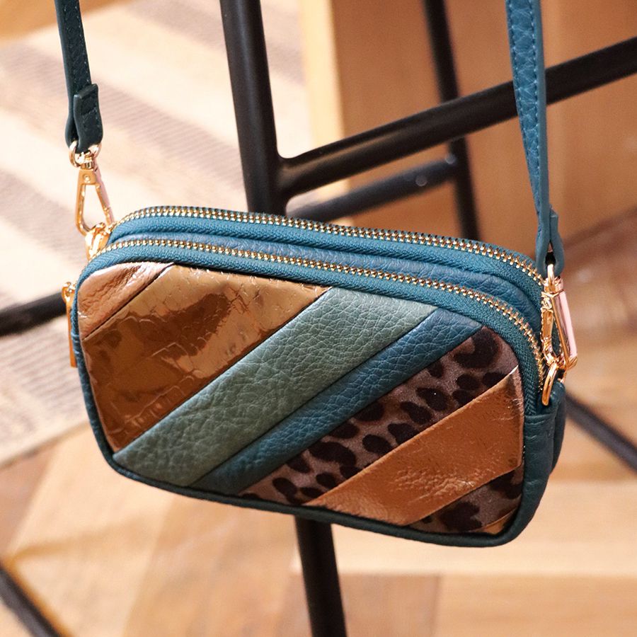 TEAL/METALLIC STRIPE SMALL CROSS BODY BAG