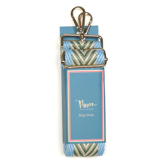 AQUA BLUE WOVEN CHEVRON INTERCHANGEABLE BAG STRAP