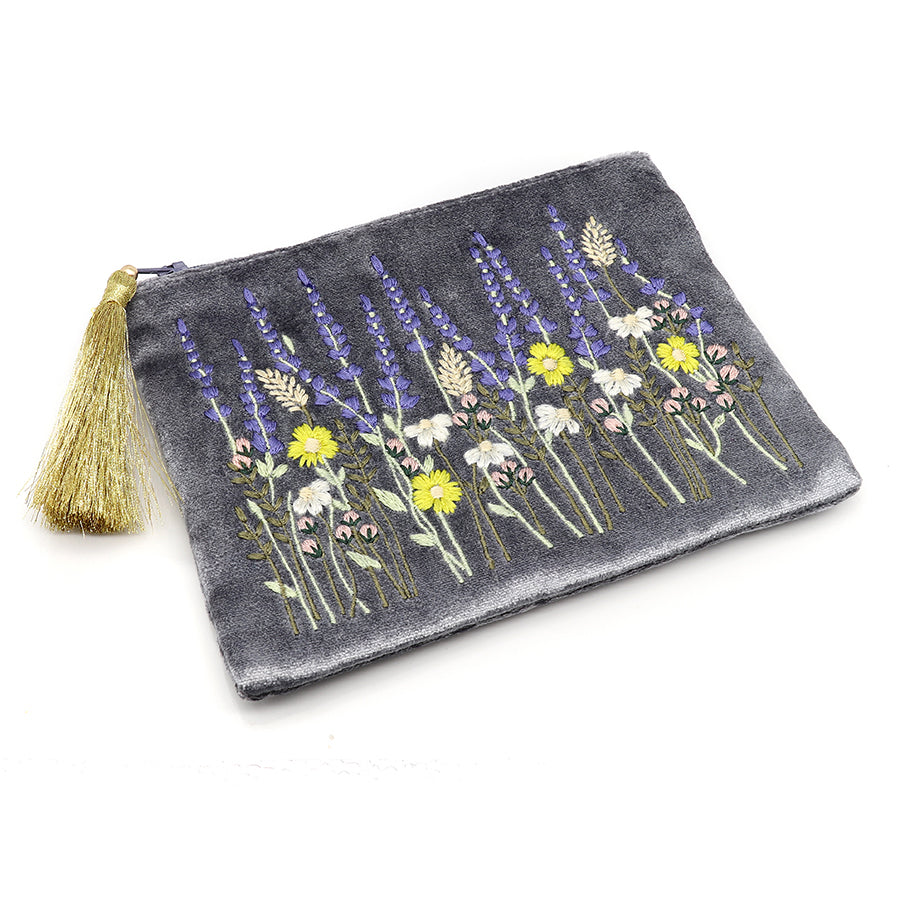 Smokey Grey Velvet Zip Purse/Pouch