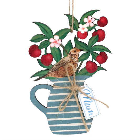 Cherries in 'Mum' Vase | Wood Decoration