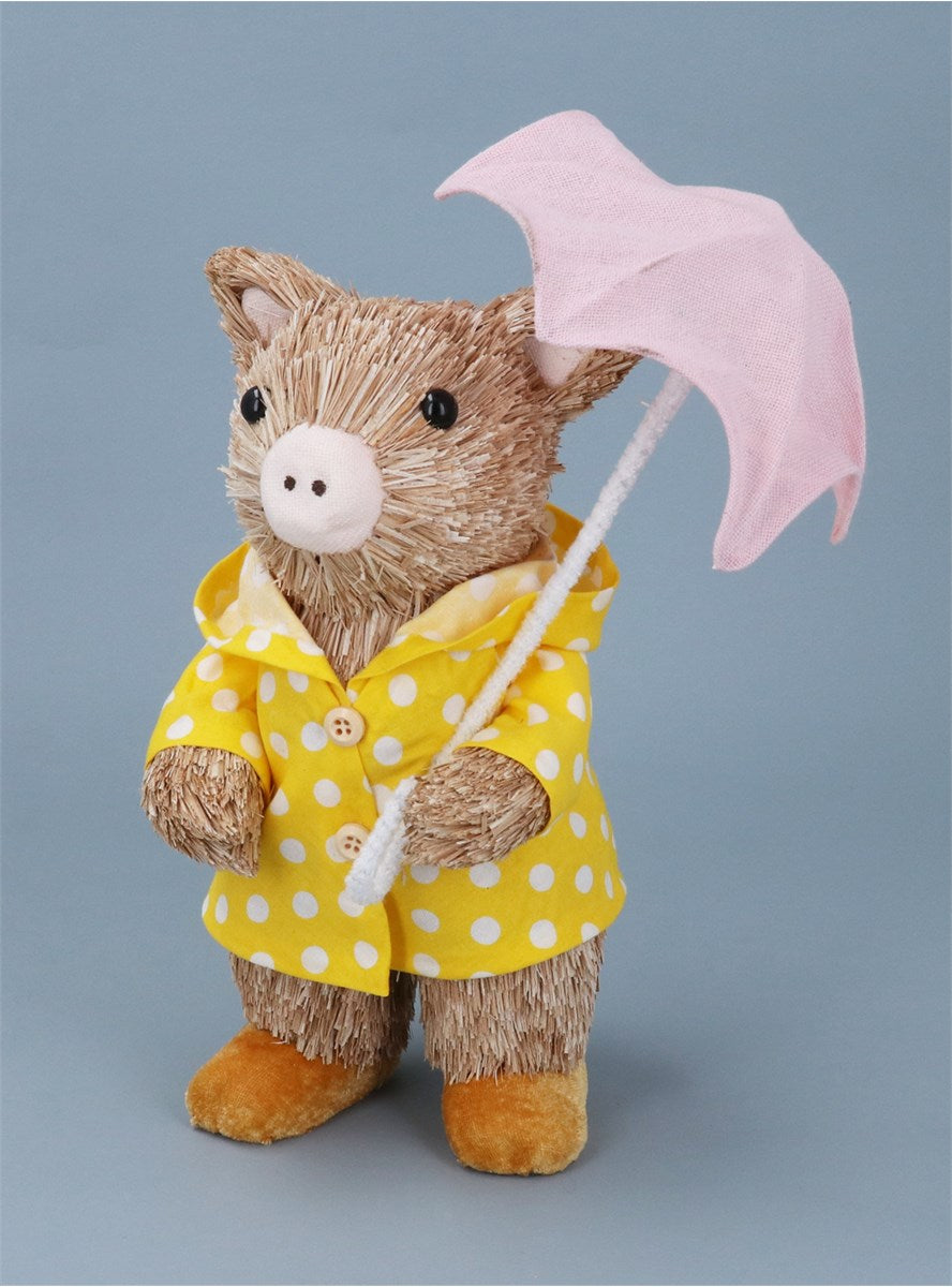 Bristle Pig With Parasol | 26cm