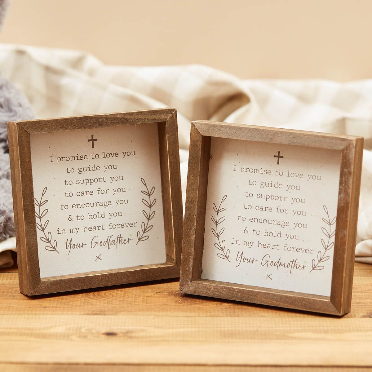 Baby Godmother Easel Plaque With Verse Wooden Cross
