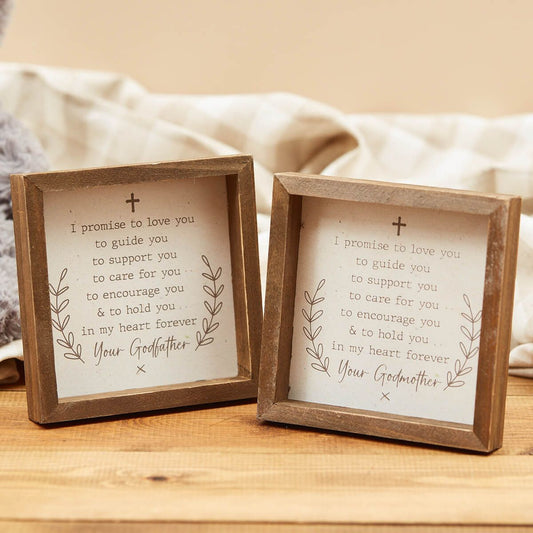 Baby Godmother Easel Plaque With Verse Wooden Cross