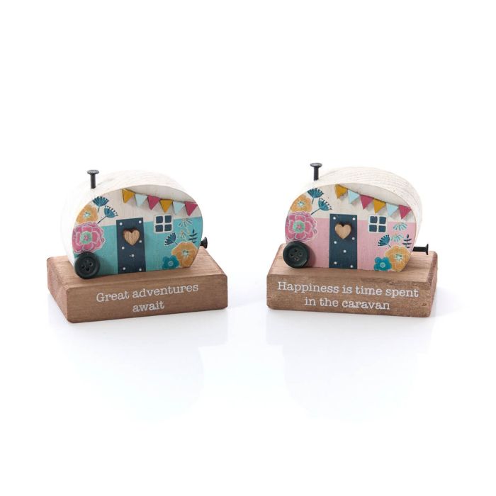 Adventure Awaits Caravan Wood Block