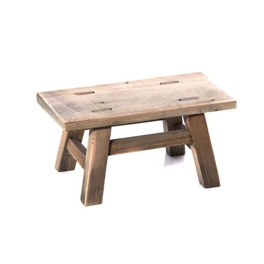 Recycled Wood Ornamental Rectangular Stool