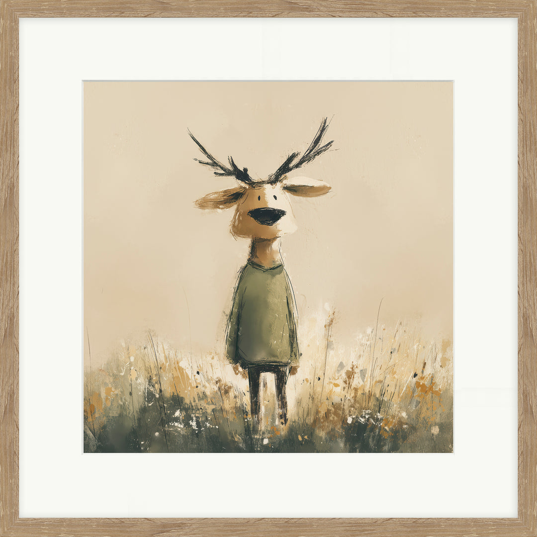 Stick Leg Stag | Lucy Hart | 42cm x 42cm