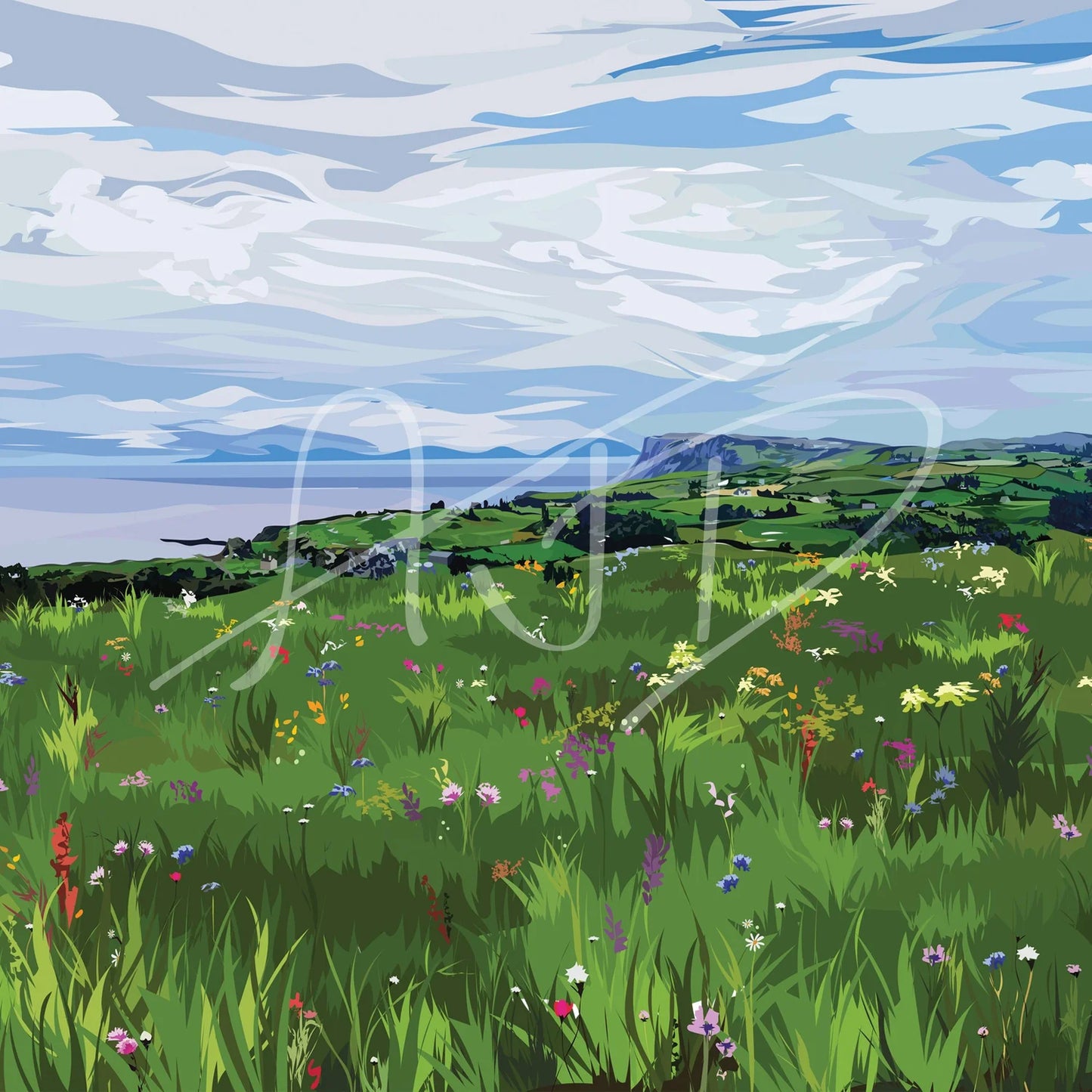 Amber Jordan Design | Ballycastle Wildflower Fairhead Print | A4