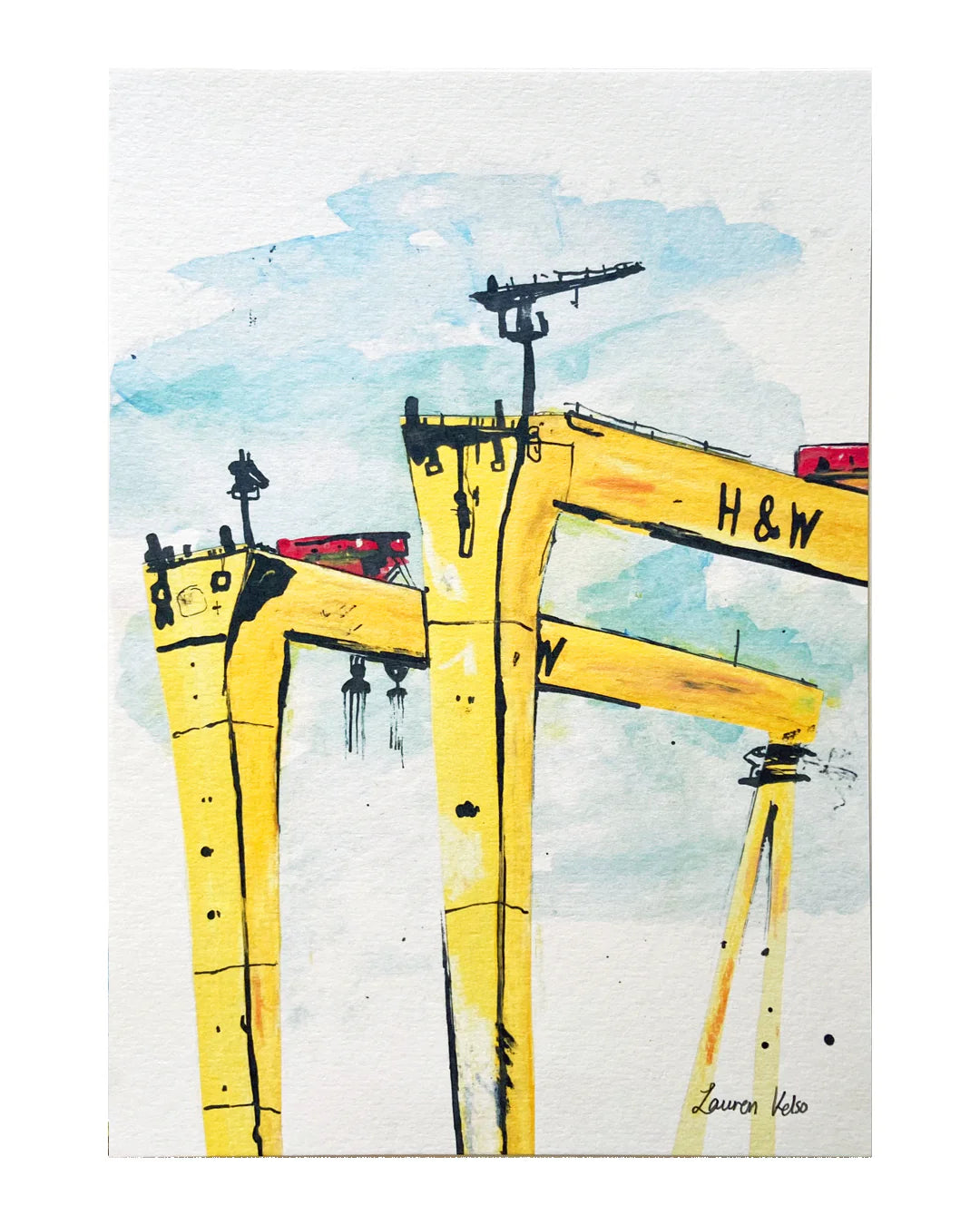 Lauren Kelso Belfast Cranes Print | A4
