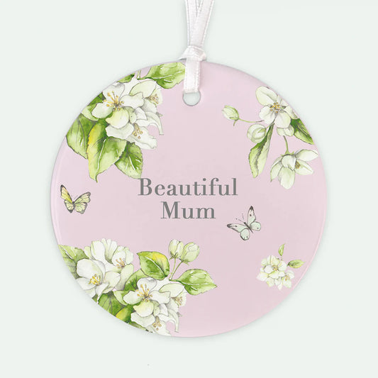 Crumble & Core | A6 Greeting Card with Ceramic Keepsake | Blossom Pink Beautiful Mum