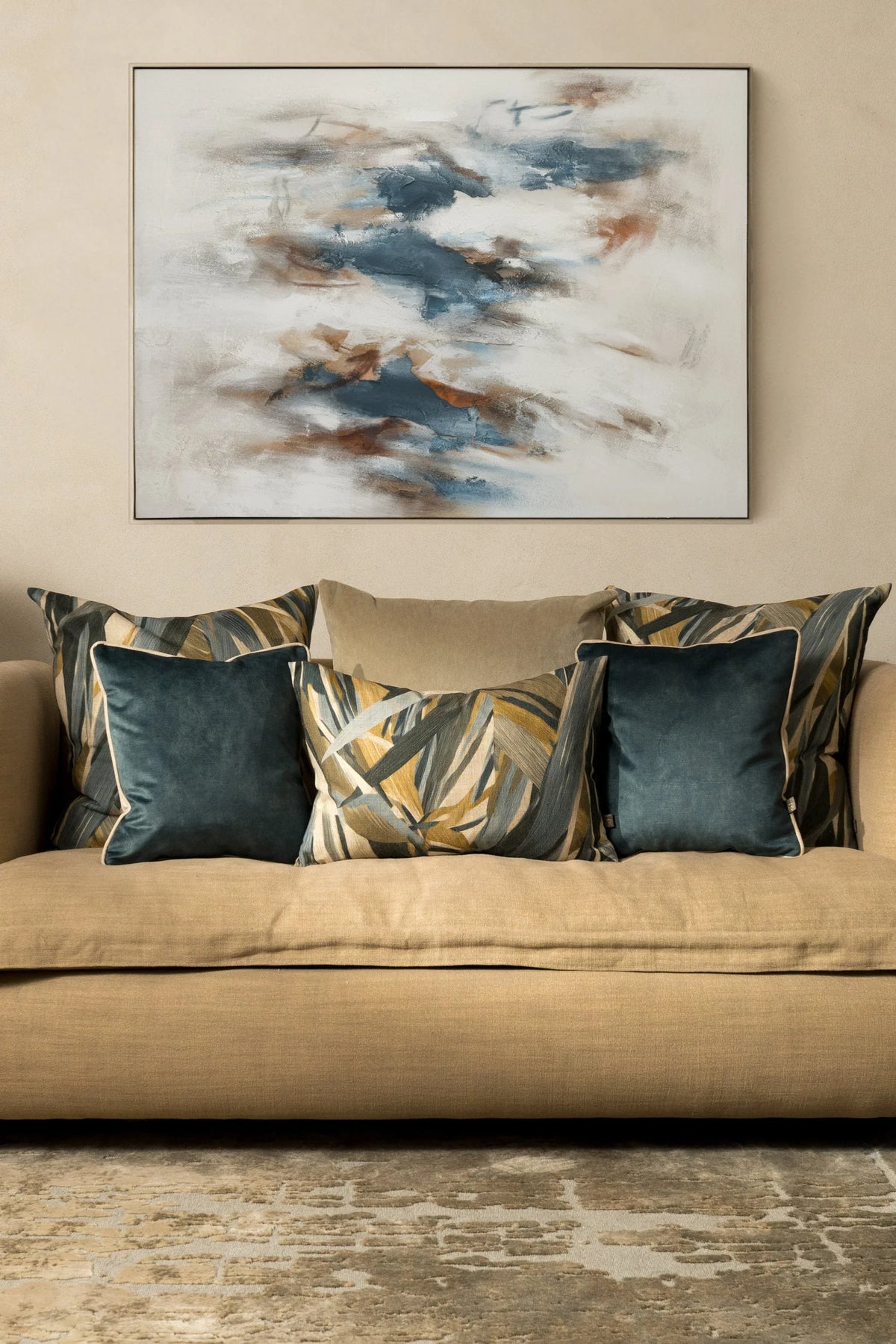Scatter Box | Elin Cushion | Natural & Blue | 43x43cm