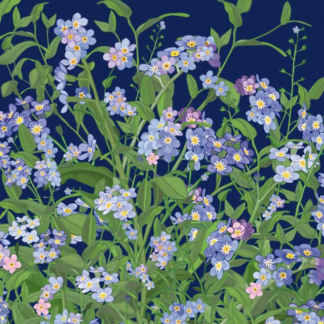 Green Pebble | Forget-me-nots