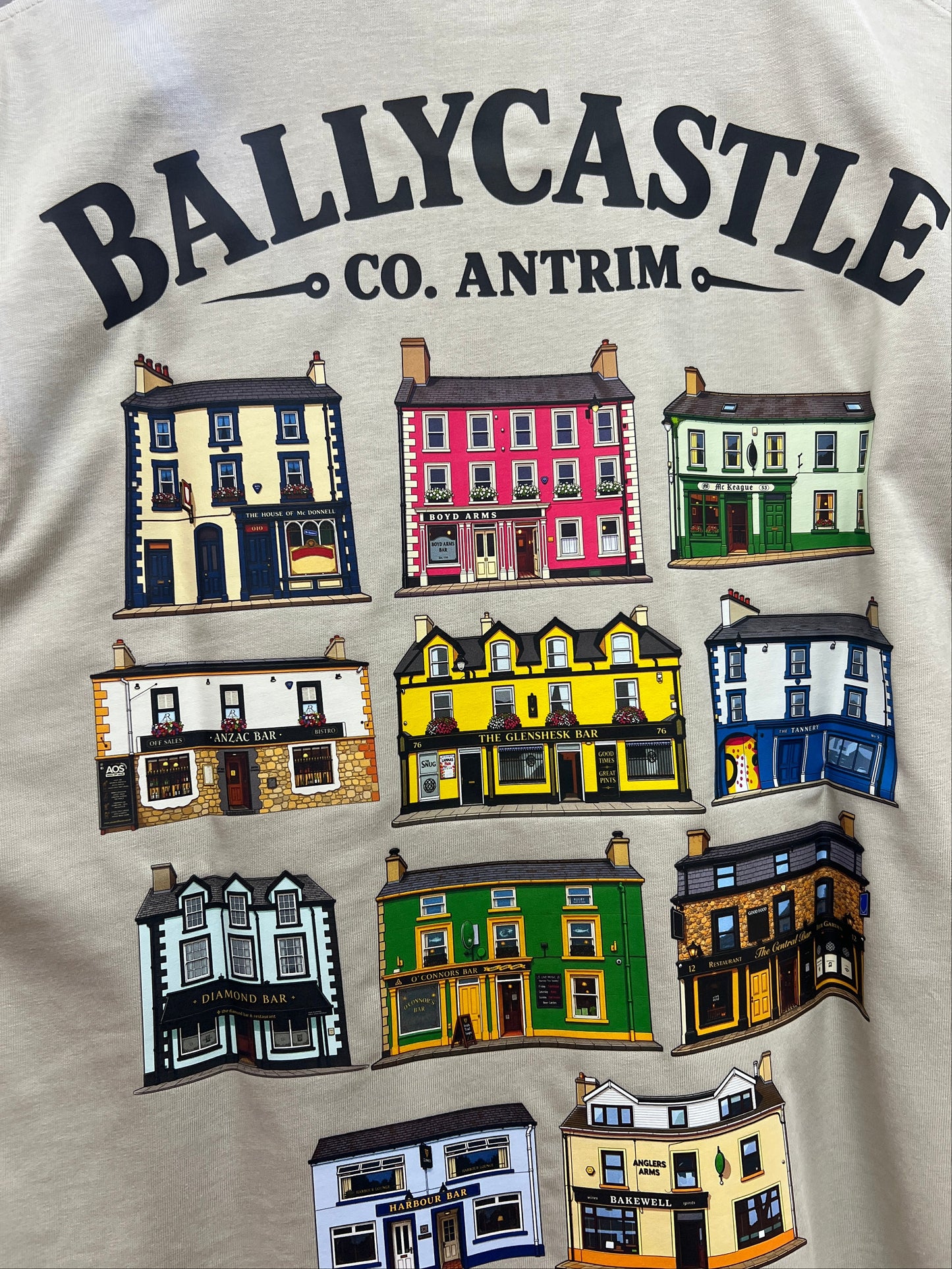 Ballycastle Pubs T-shirt | Stone