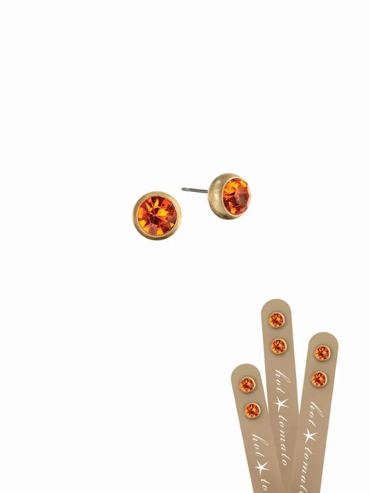 Rub over style studs-worn gold/tangerine