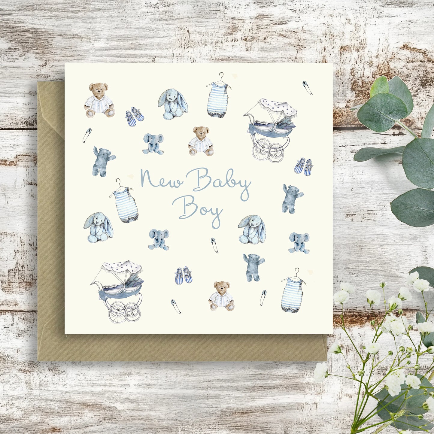 New Baby Design | Luxury New Baby Boy Greeting Card