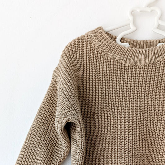 Little Wild Bears | Oversized Chunky Knit Jumper | Biscuit | 0-3M