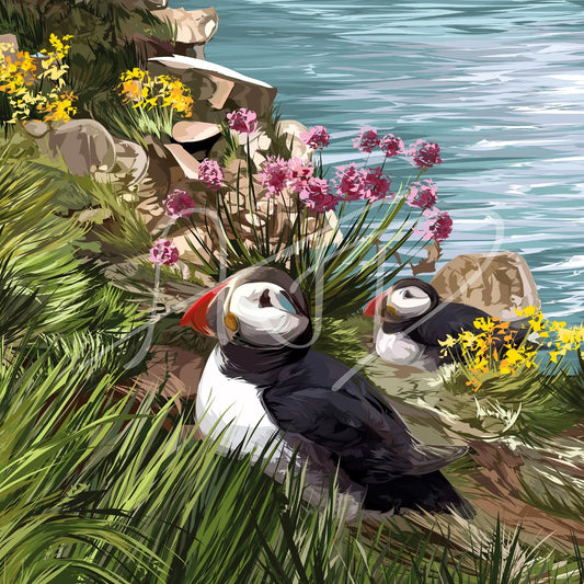 Amber Jordan Design | Rathlin Puffins | A4