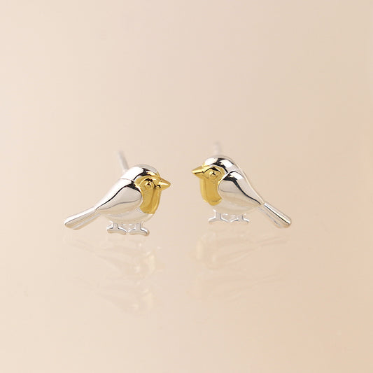Sterling Silver & Gold Plated Robin Studs