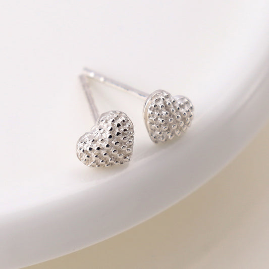 Sterling Silver Bobbled Heart Studs