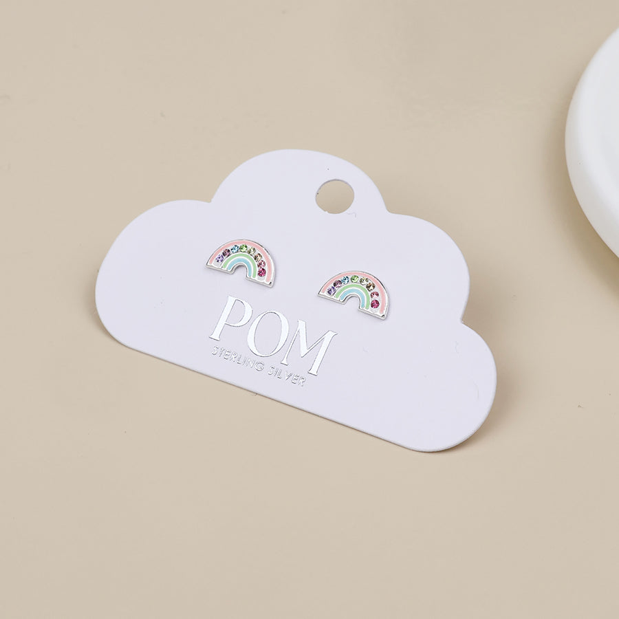 Sterling Silver Crystal Set Pastel Rainbow Studs