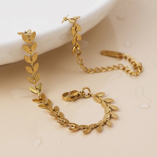 Gold Plated Stainless Steel Chevron Chain Bracelet