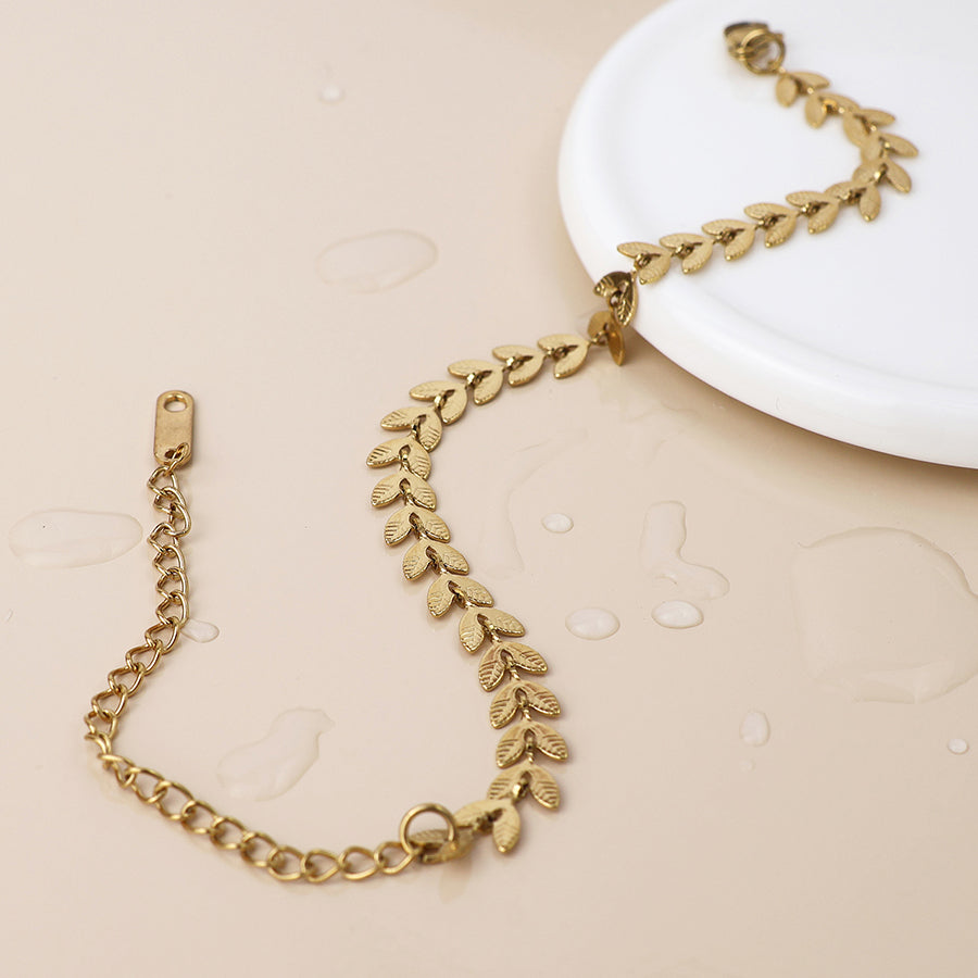 Gold Plated Stainless Steel Chevron Chain Bracelet