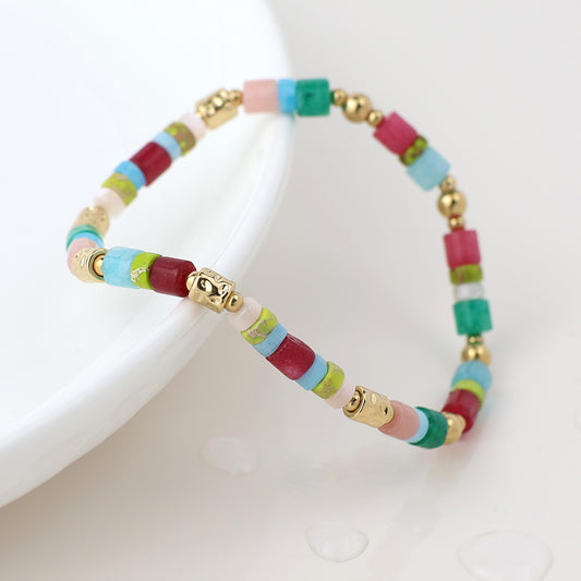 Gold Plated Multi Stone Beaded Bracelet