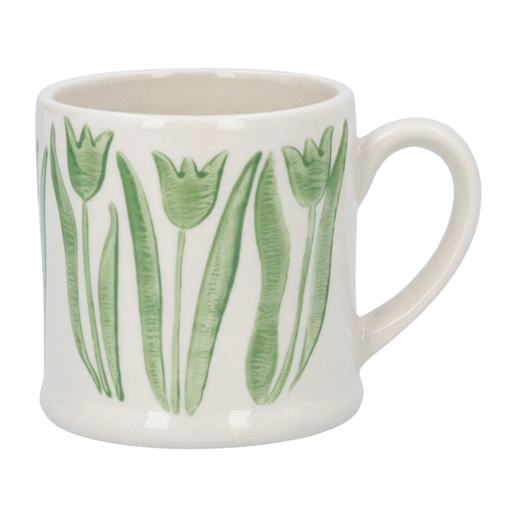 Stoneware Mini Mug | Green Tulips
