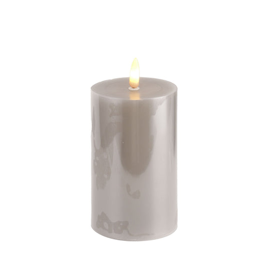 3D flame led candle grey 13cm
