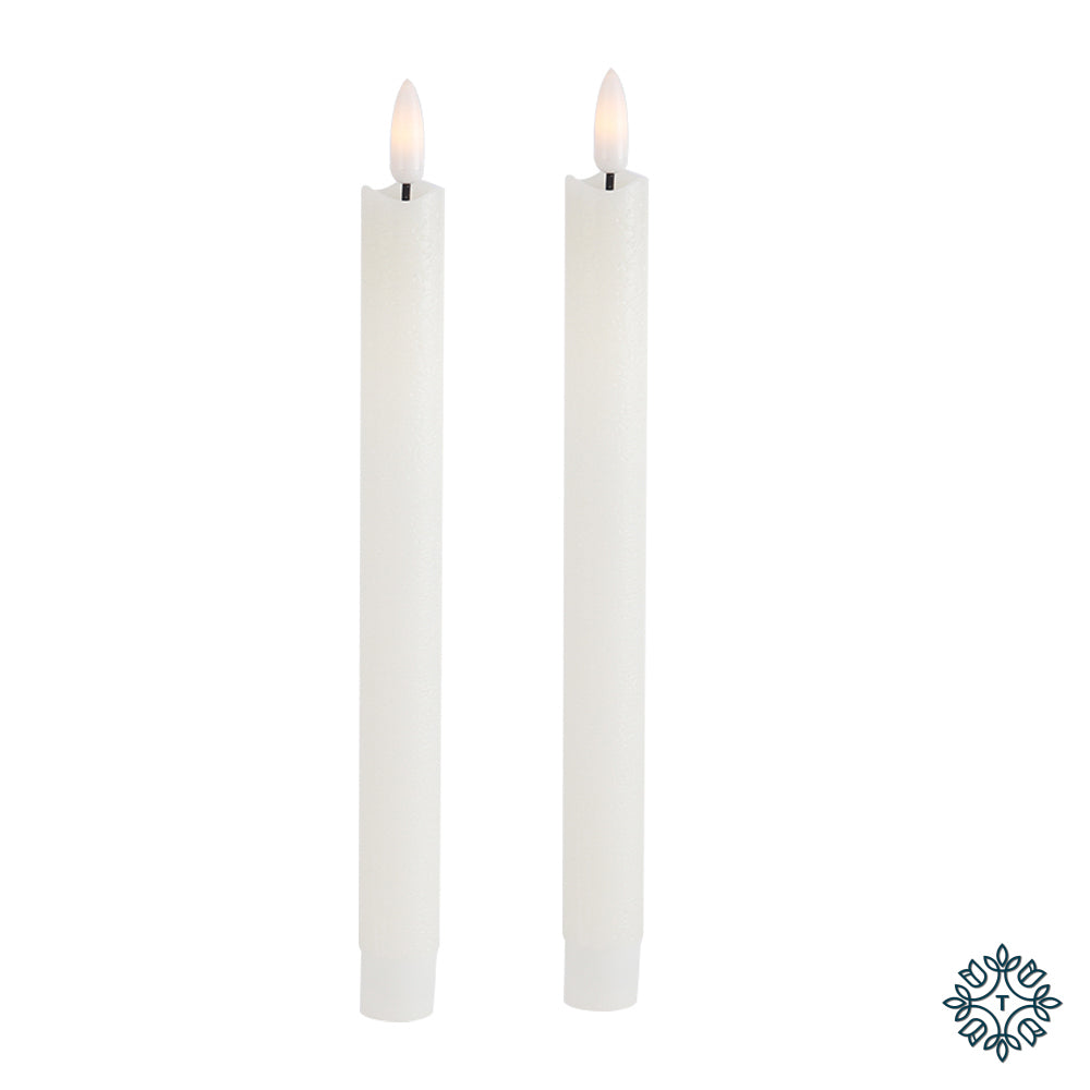 3D Flame LED Taper Candle Set | Ivory | 25cm