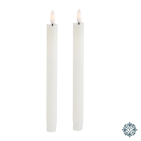 3D Flame LED Taper Candle Set | Ivory | 25cm