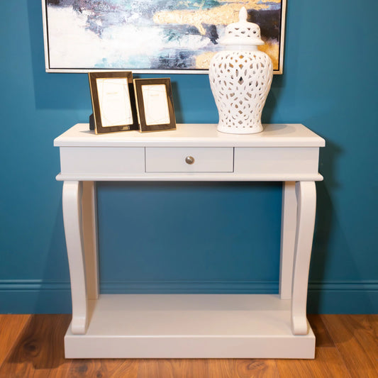 Scroll Grey 90cm Console Table W/Drawer