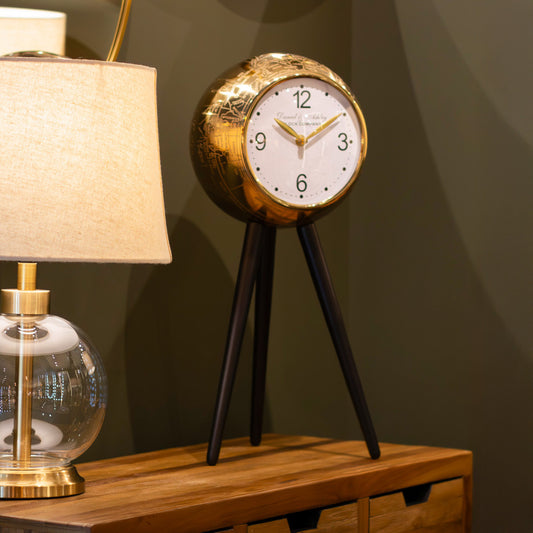 Daniel & Ashley Tripod Clock | Gold/Black 48cm
