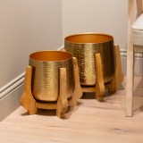 Chandra Planter With Mango Stand Gold Sml