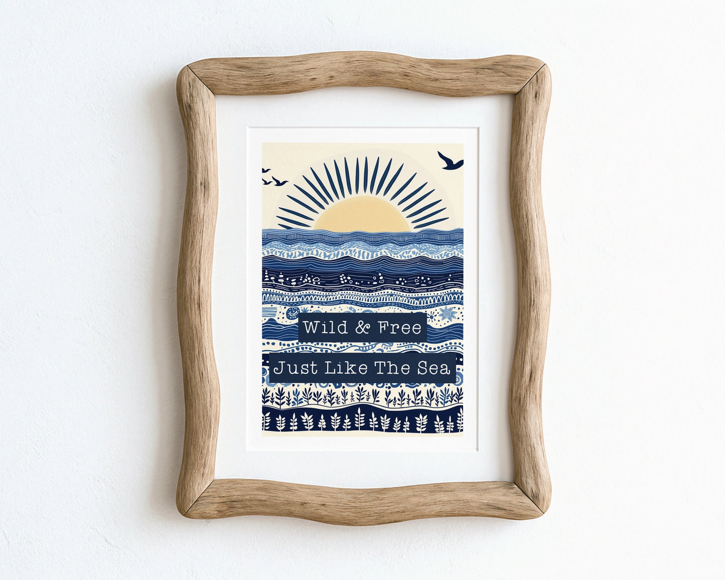 Wild And Free Just Like The Sea Print A4 | Navy Blue