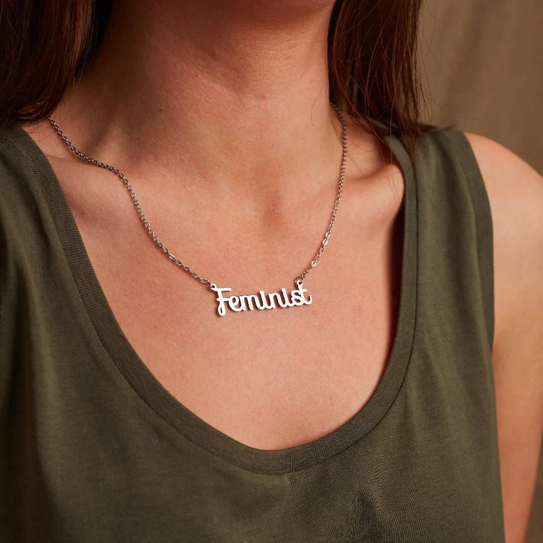 Feminist Necklace | Silver | Black & Beech