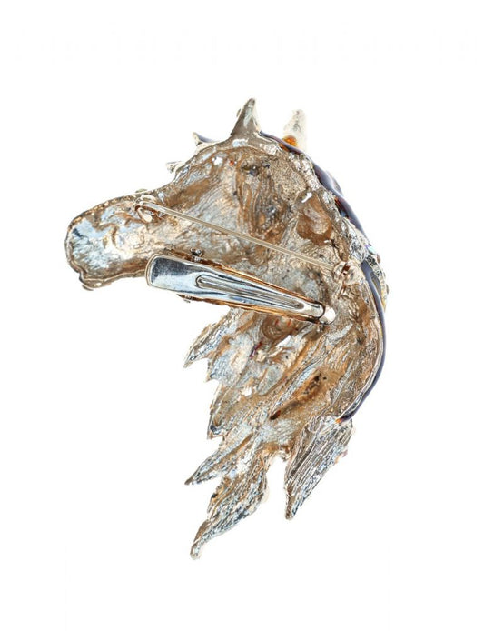 Golden Crystal Horse Hairclip & Brooch