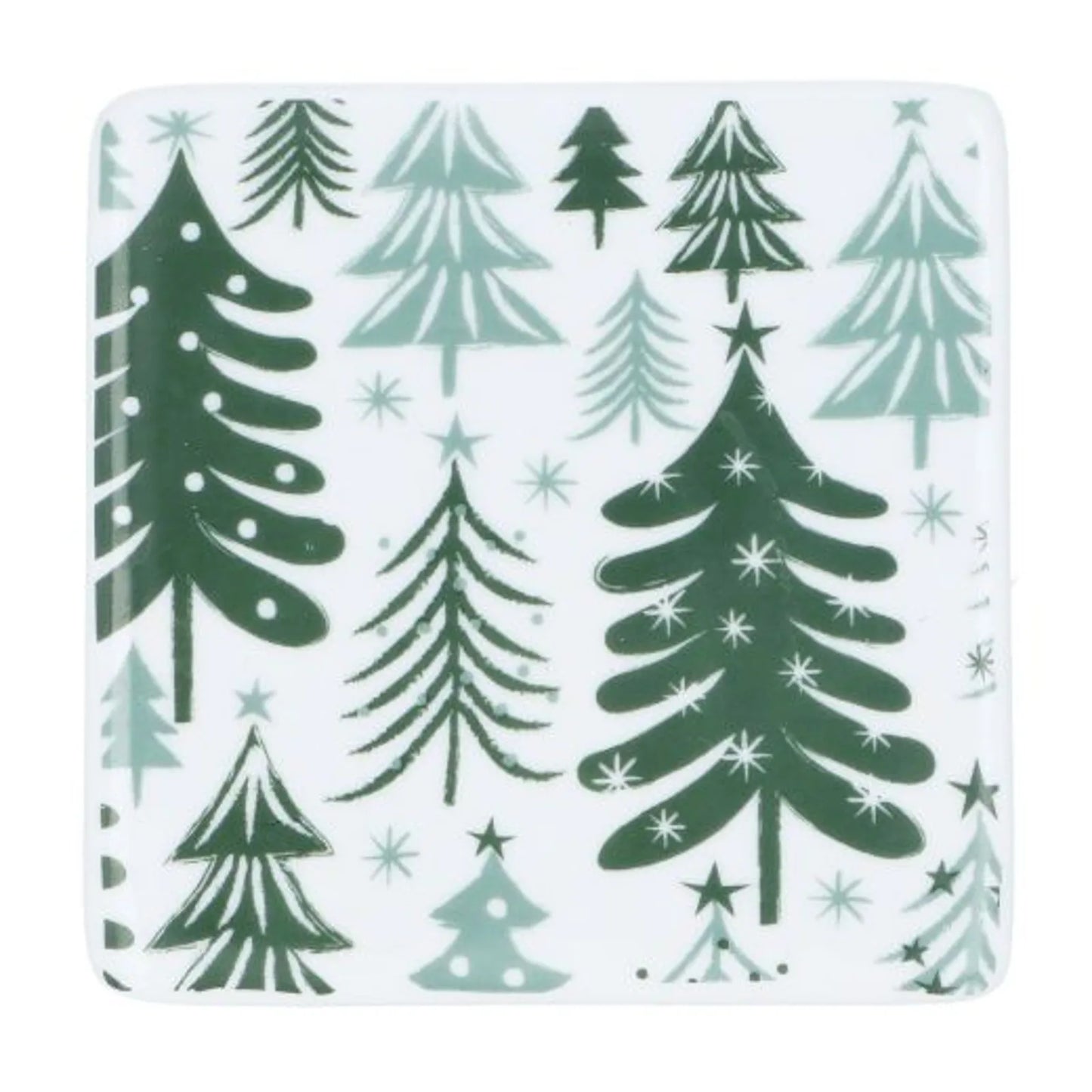Green Trees Porcelain Coaster
