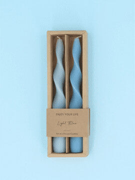 Tonal Blues Twist Dinner Candles | Box of 2