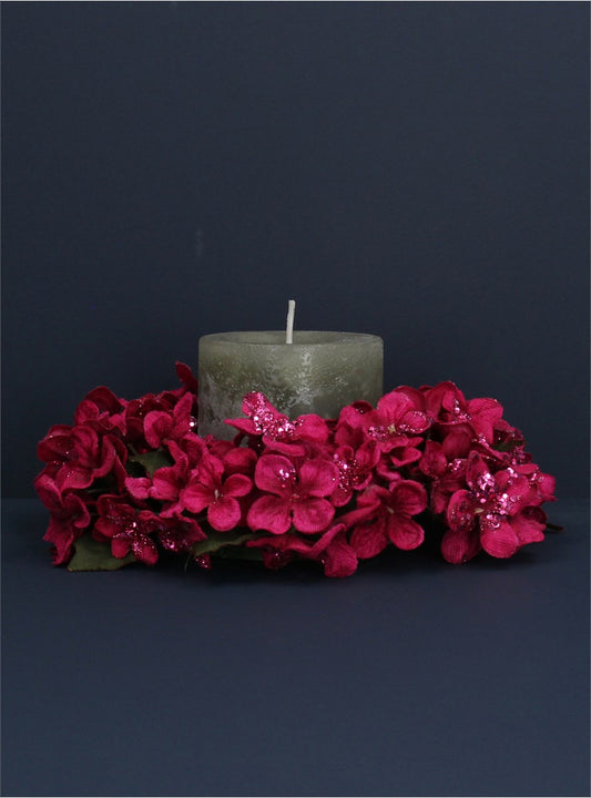 Fuchsia Hydrangea Candle Ring Sml
