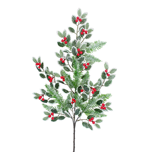 Variegated Holly/Red Berry Spray