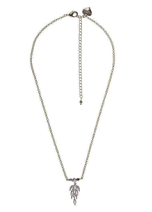 Blush Pyrite Crystal Leaf Chain Necklace