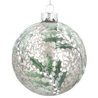 Antique white/silver w holly/berry ball