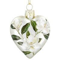 Matt Cream Glass Magnolia Heart