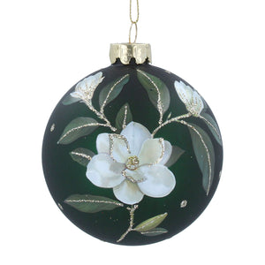 Dark green glass magnolia ball