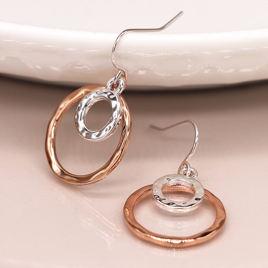Silver & Rose Gold Double Hoop Earrings