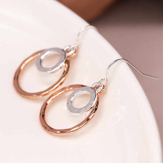 Silver & Rose Gold Double Hoop Earrings