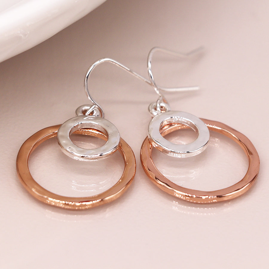 Silver & Rose Gold Double Hoop Earrings