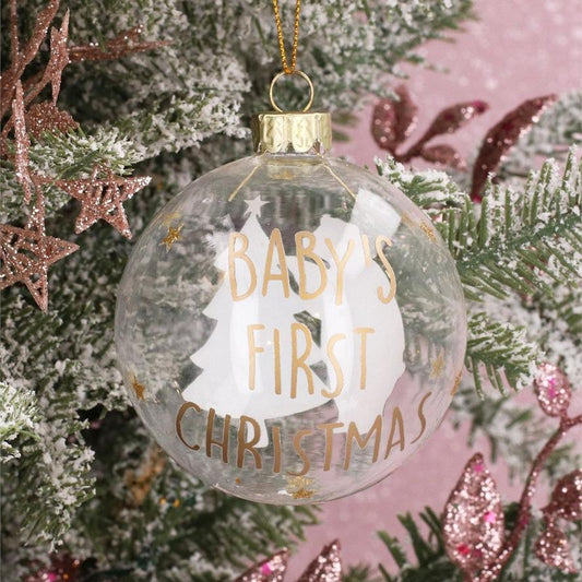 Clear Babys First Teddy Glass Ball 80mm