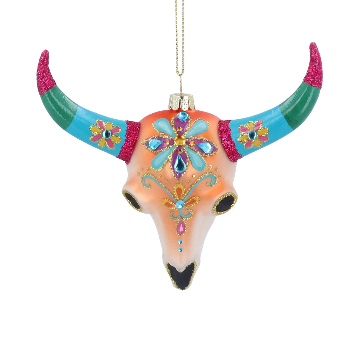 Painted Glass/Jewel Cow Head Dec